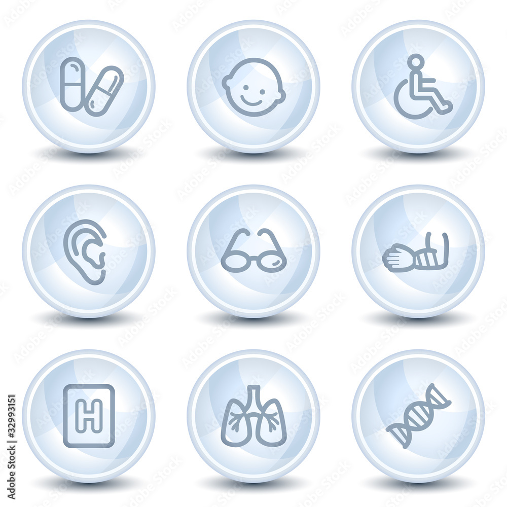Medicine web icons set 2, light blue glossy circle buttons Medicine web icons set 2, light blue glossy circle buttons
