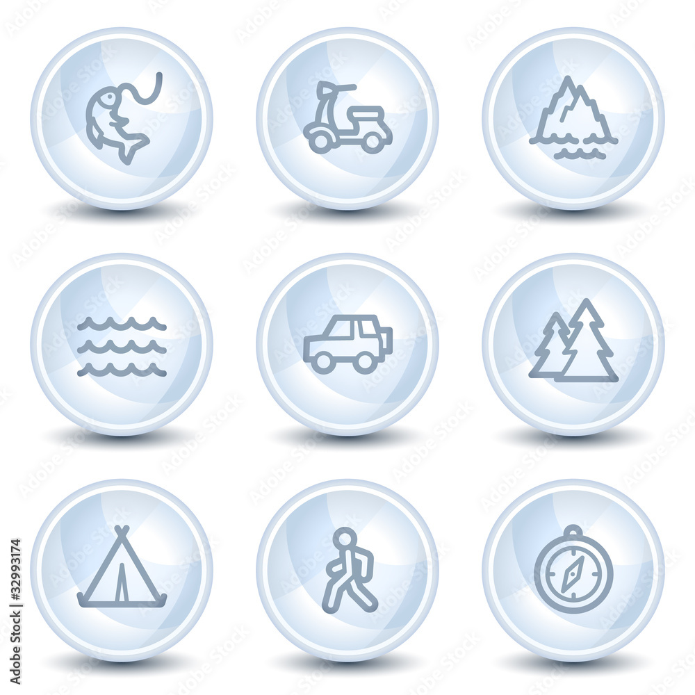 Travel web icons set 3, light blue glossy circle buttons Travel web icons set 3, light blue glossy circle buttons