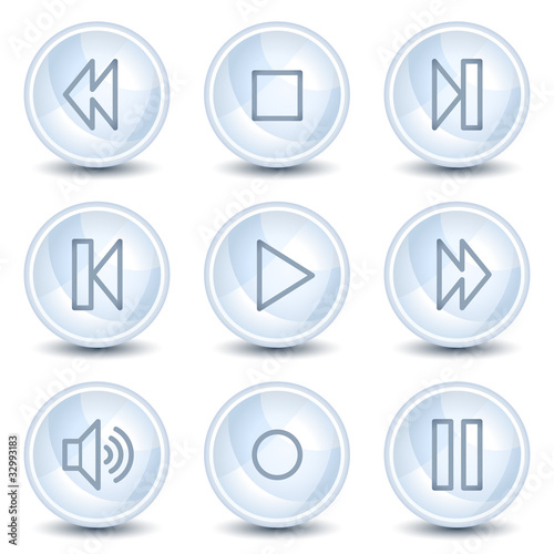 Free Download Walkman web icons, light blue glossy circle buttons - GFXLoad