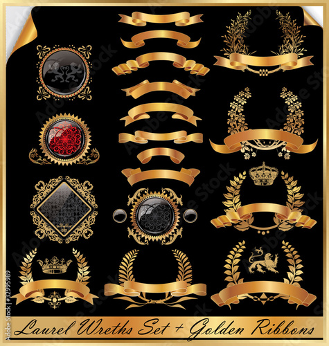 Golden Laurel Wreaths Set