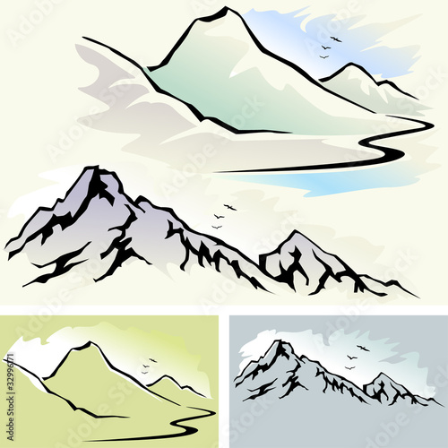 Mountain And Hills ICONs - Editable And Layered Vector