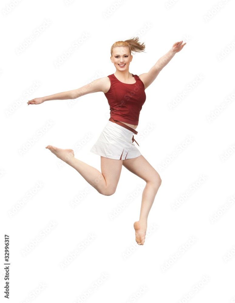 jumping sporty girl