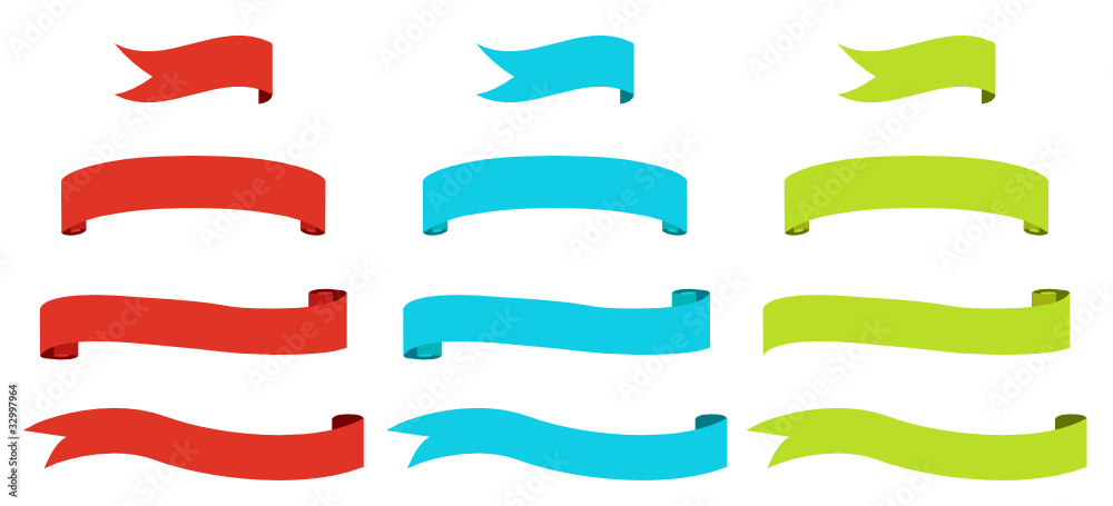set of banners ribbon flags