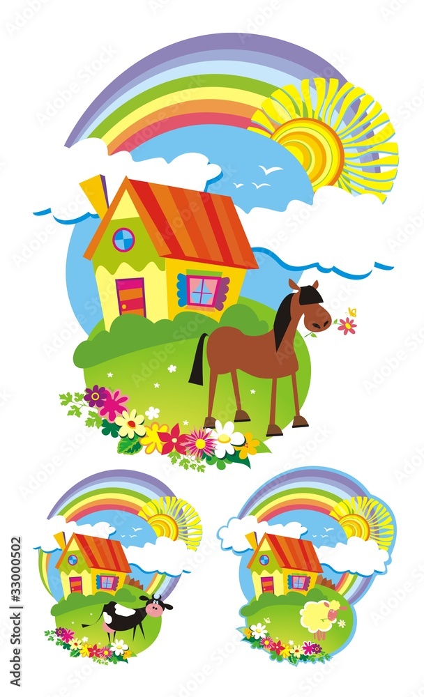 Naklejka premium Collection of country backgrounds. Vector illustration.
