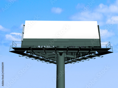 Empty billboard at sky background