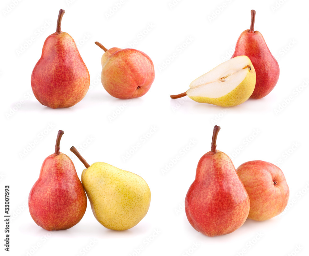 Set of fresh pears isolated on white Set of fresh pears isolated on white