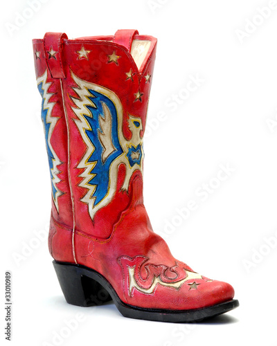 Cuadro en lienzo Red vintage cowboy boot on white set