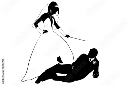 Wedding couple silhouette isolated