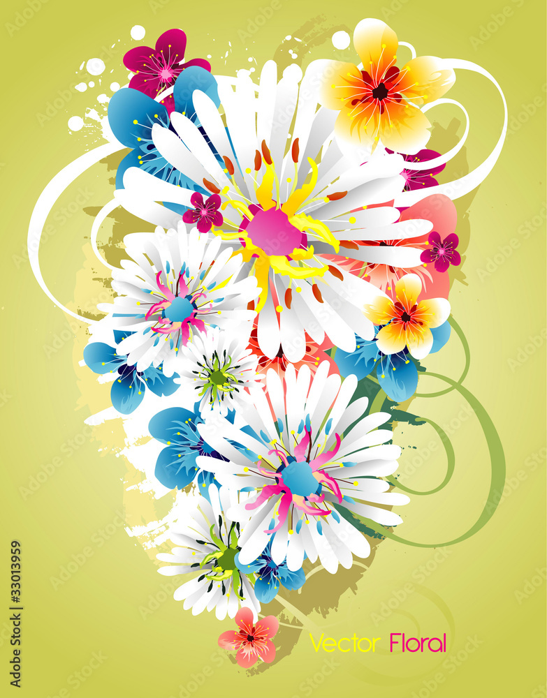 ilustracion de flores en vector
