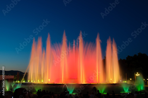 Montjuic magic fountain situated in Barcelona (Spain)