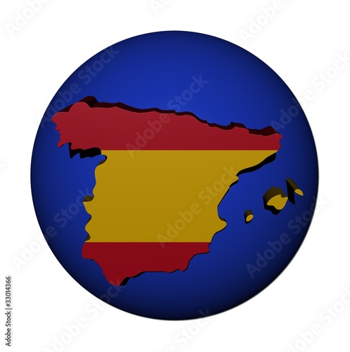 Spain map flag on blue sphere illustration