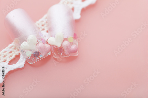 ハートネイルとレース