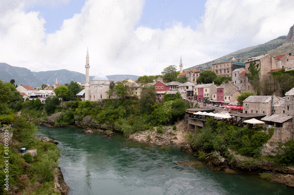 The Mosque of the town of Mostar in Bosnia Herzegovina