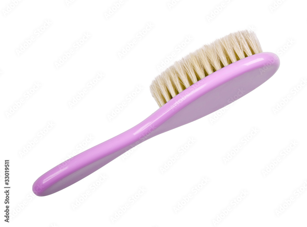 Pink hair brushes for a baby on white Pink hair brushes for a baby on white