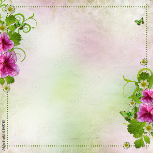 Background for congratulation card in pink and green