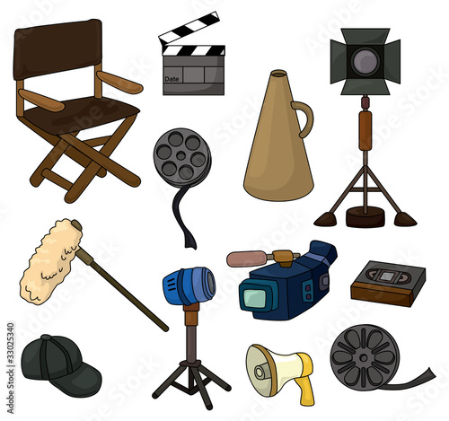 cartoon movie equipment icon set.