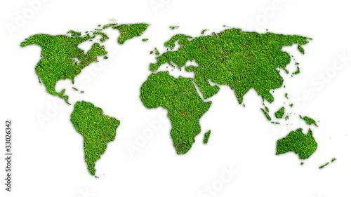 green map of the world with moss texture