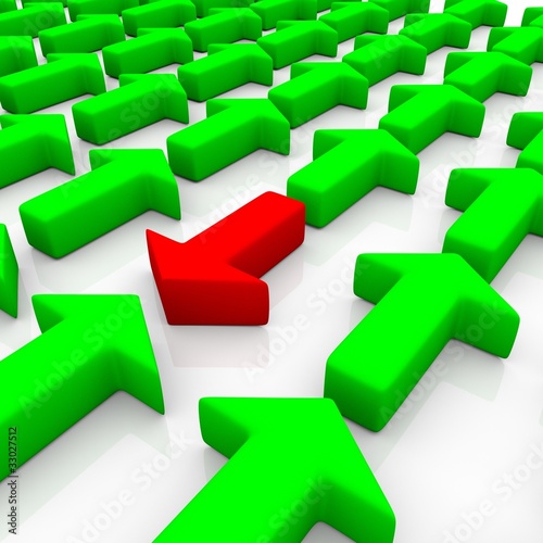 green arrows agains a red one