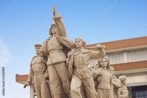 Monument in front of Mao's Mausoleum on Tiananmen Square