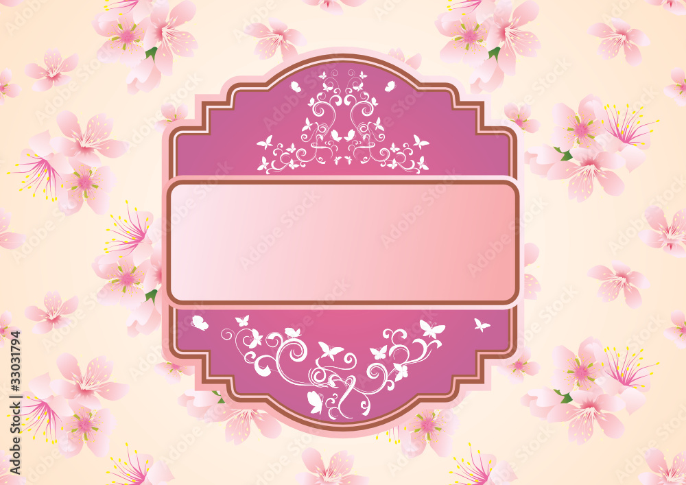 vector pink flowers invitation or card