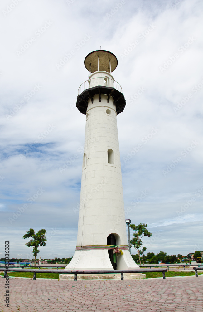 White lighthouse.