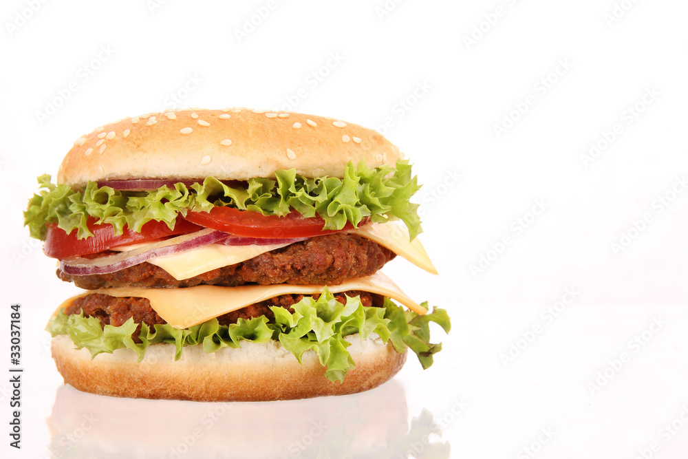 delicious hamburger isolated on white background delicious hamburger isolated on white background
