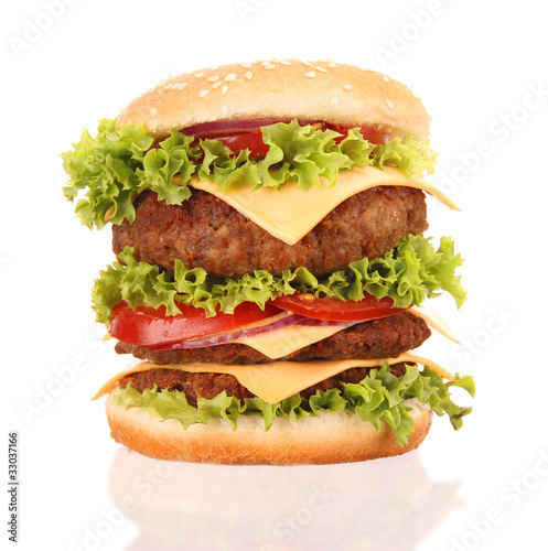 Delicious hamburger isolated on white background
