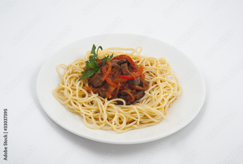 Spaghetti on a plate