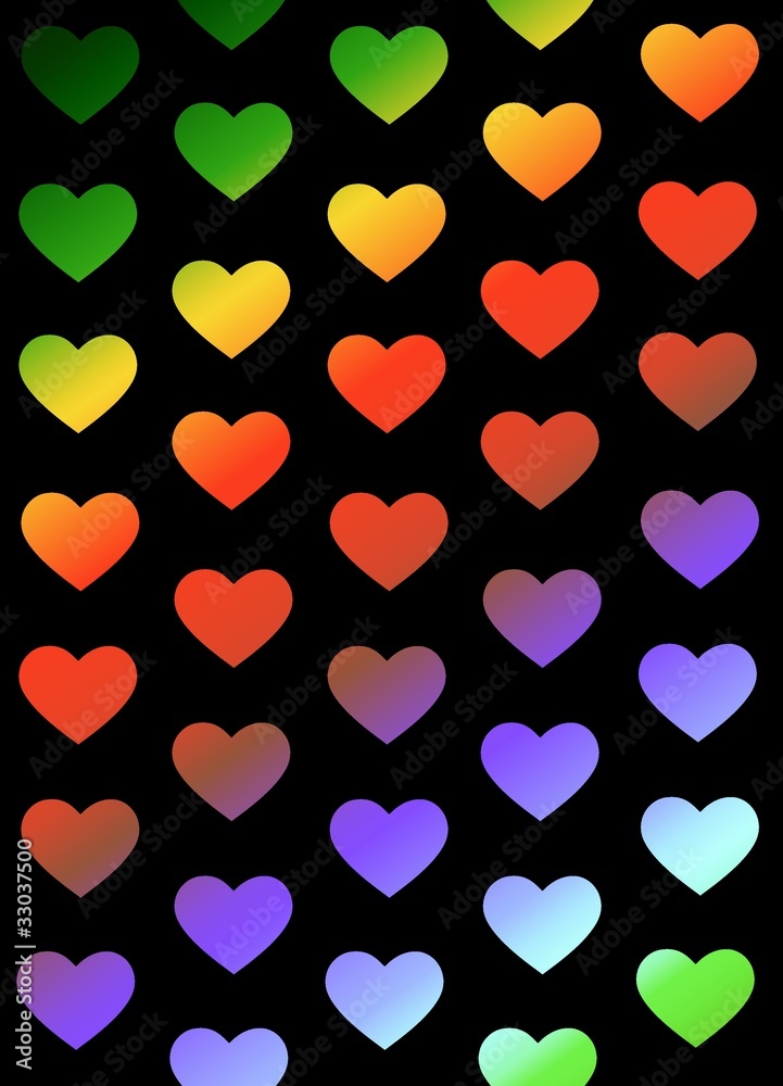 Rainbow hearts background