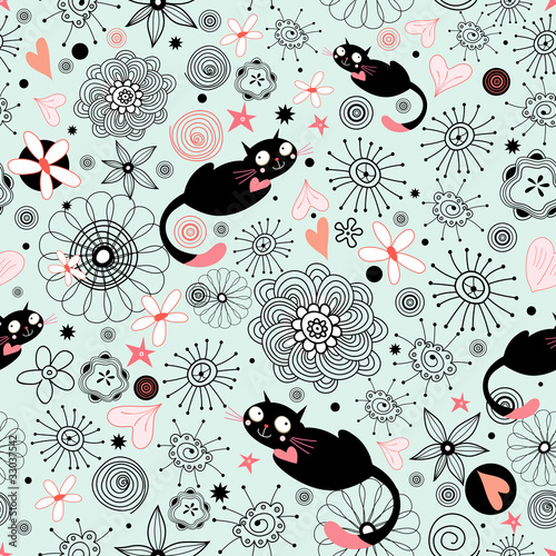 Flower texture with cats