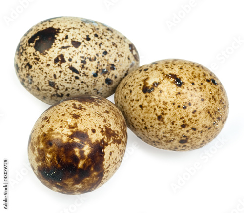 Quail eggs isolated on white the background