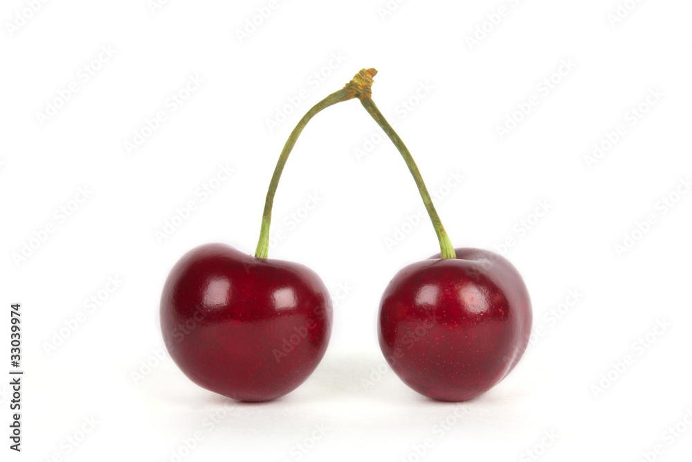 Two cherries on white background Two cherries on white background