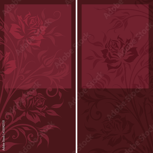 Vintage banners with roses silhouette