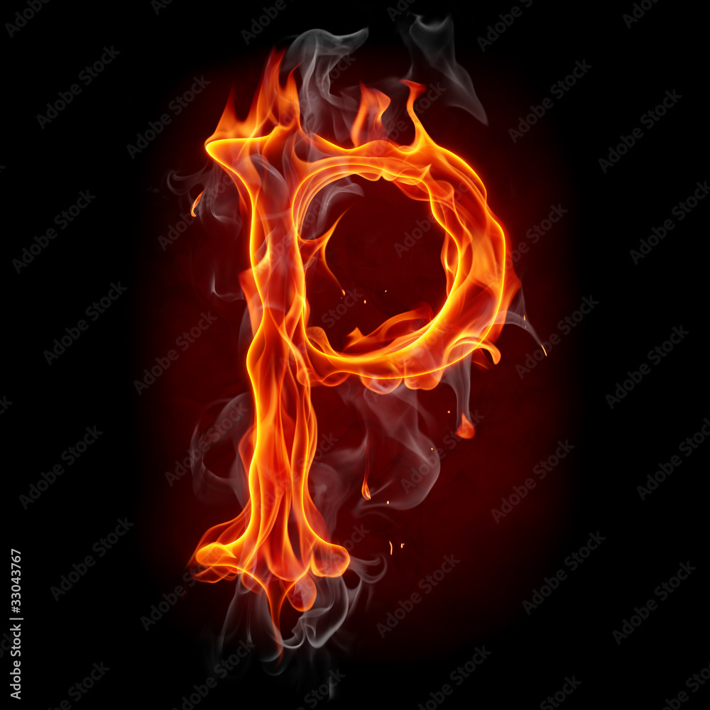 Fire font. Letter P. Stock Photo | Adobe Stock