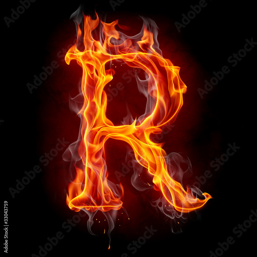 Fire font. Letter R.