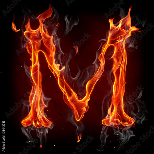 Fire font. Letter M.