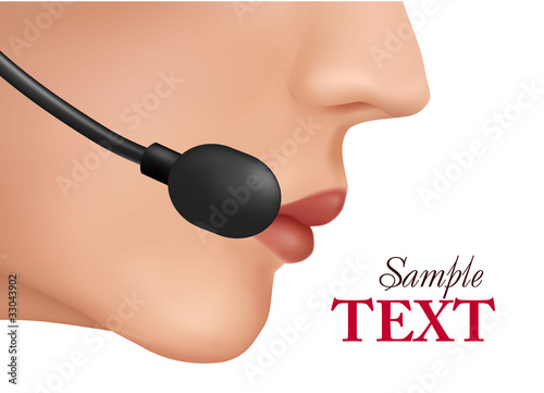 Face with headset. Vector illustration.