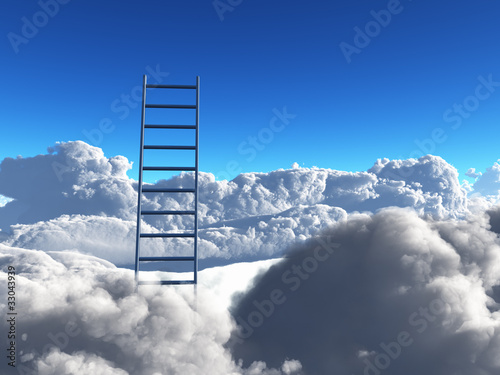 ladder reaches out of clouds