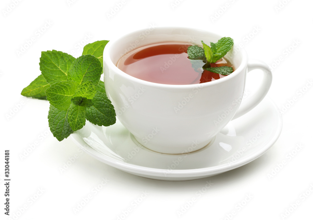 Black tea with fresh mint leaves Black tea with fresh mint leaves