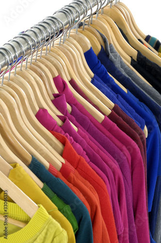 colorful shirt rack on white