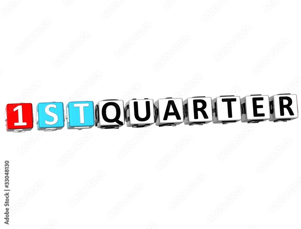 3D 1 St Quarter Cube Text