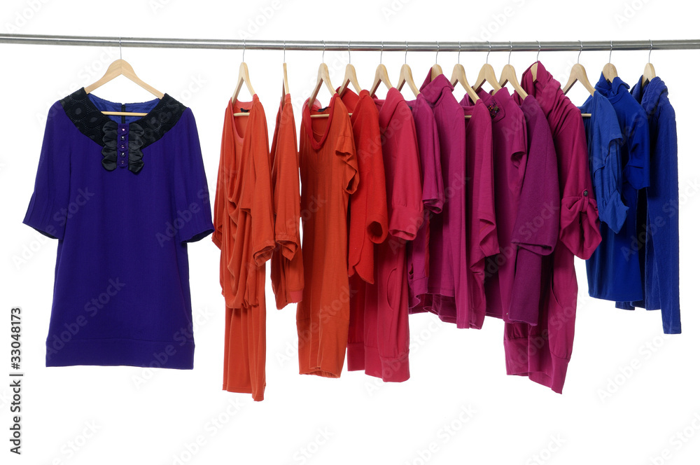 colored fashion cloth hanging on hangers colored fashion cloth hanging on hangers