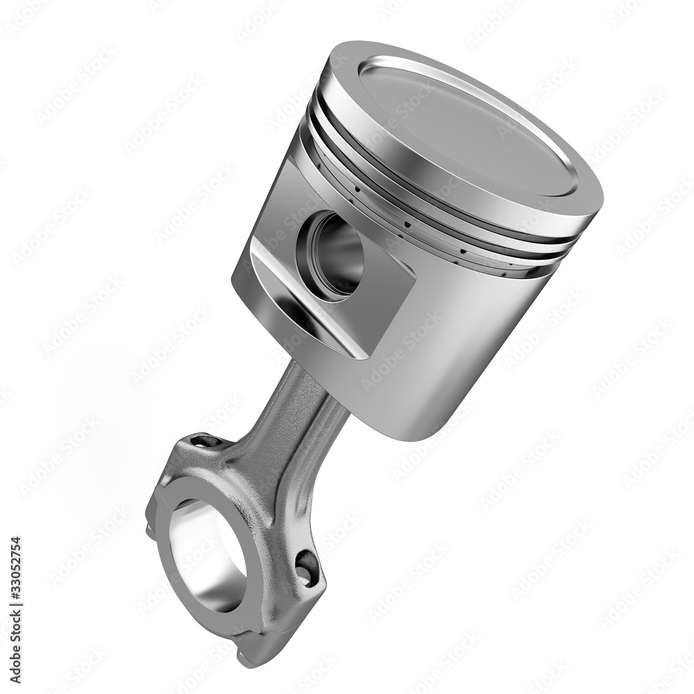 Engine Rod & Piston isolated on white - 3d render Illustration Stock |  Adobe Stock