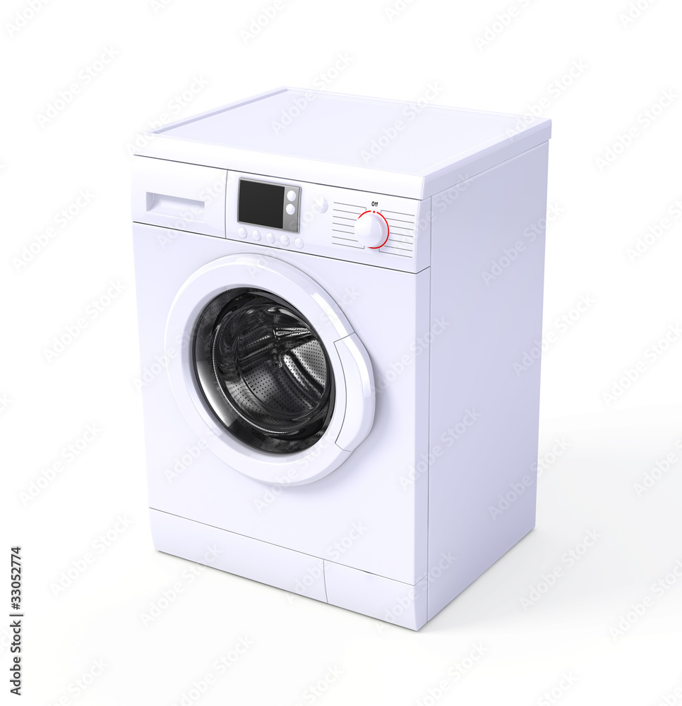 Washing machine isolated over white - 3d render Washing machine isolated over white - 3d render