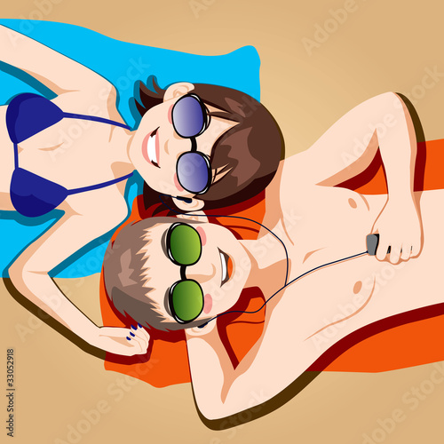 Couple listening music shar...