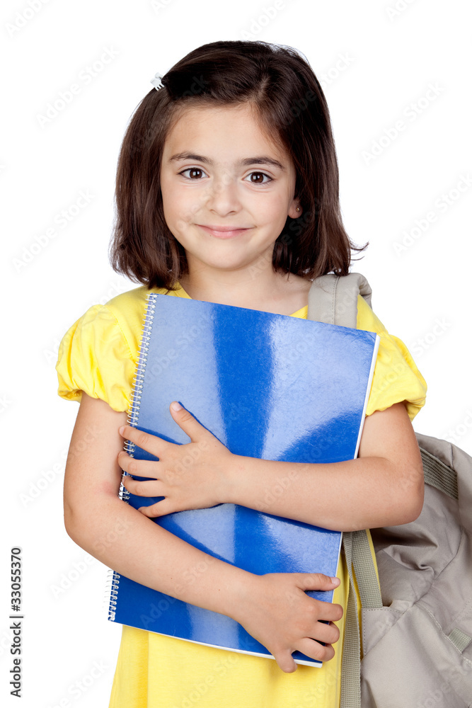 Student little girl with a backpack Student little girl with a backpack