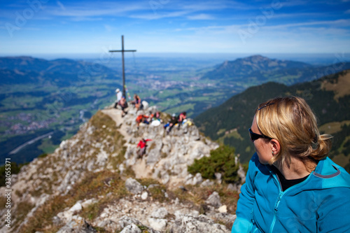 hiker on the top of the mountain