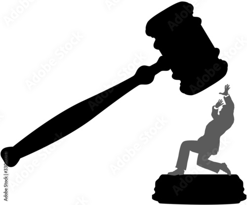 Business person in danger of court injustice gavel
