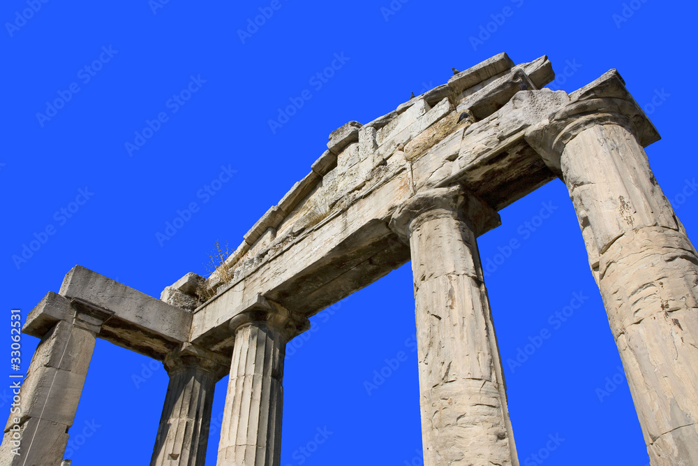 grèce; athènes; plaka : aérides; agora romaine, porte monumental
