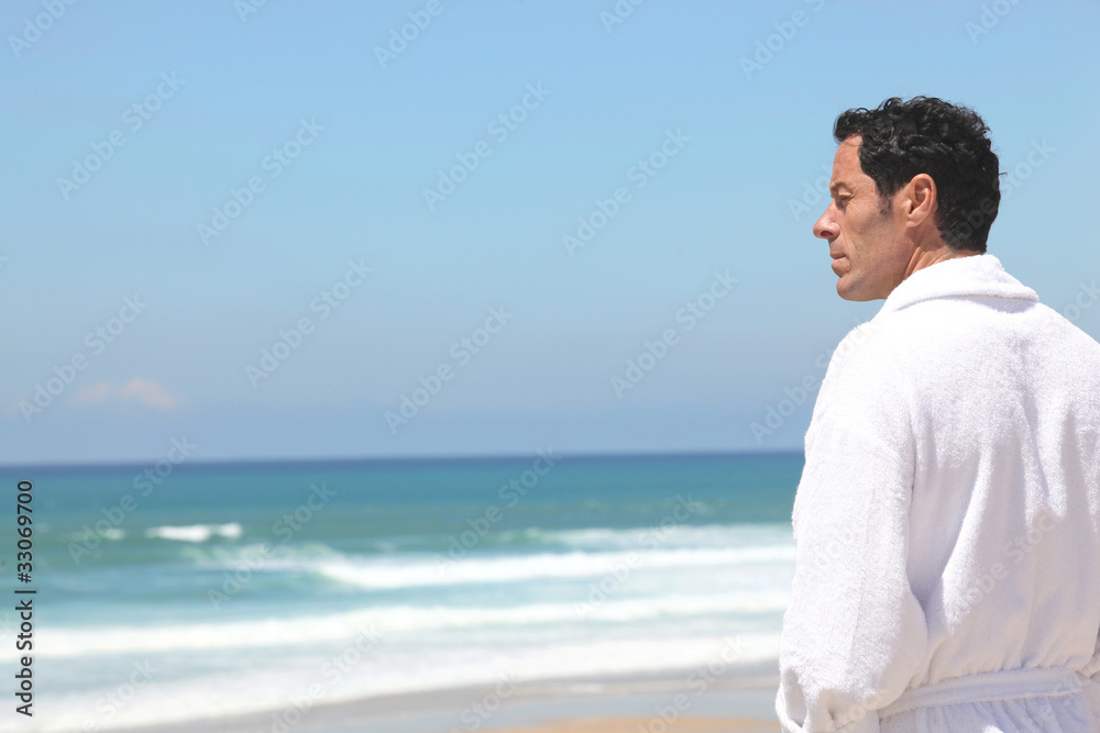 Man at the beach thinking